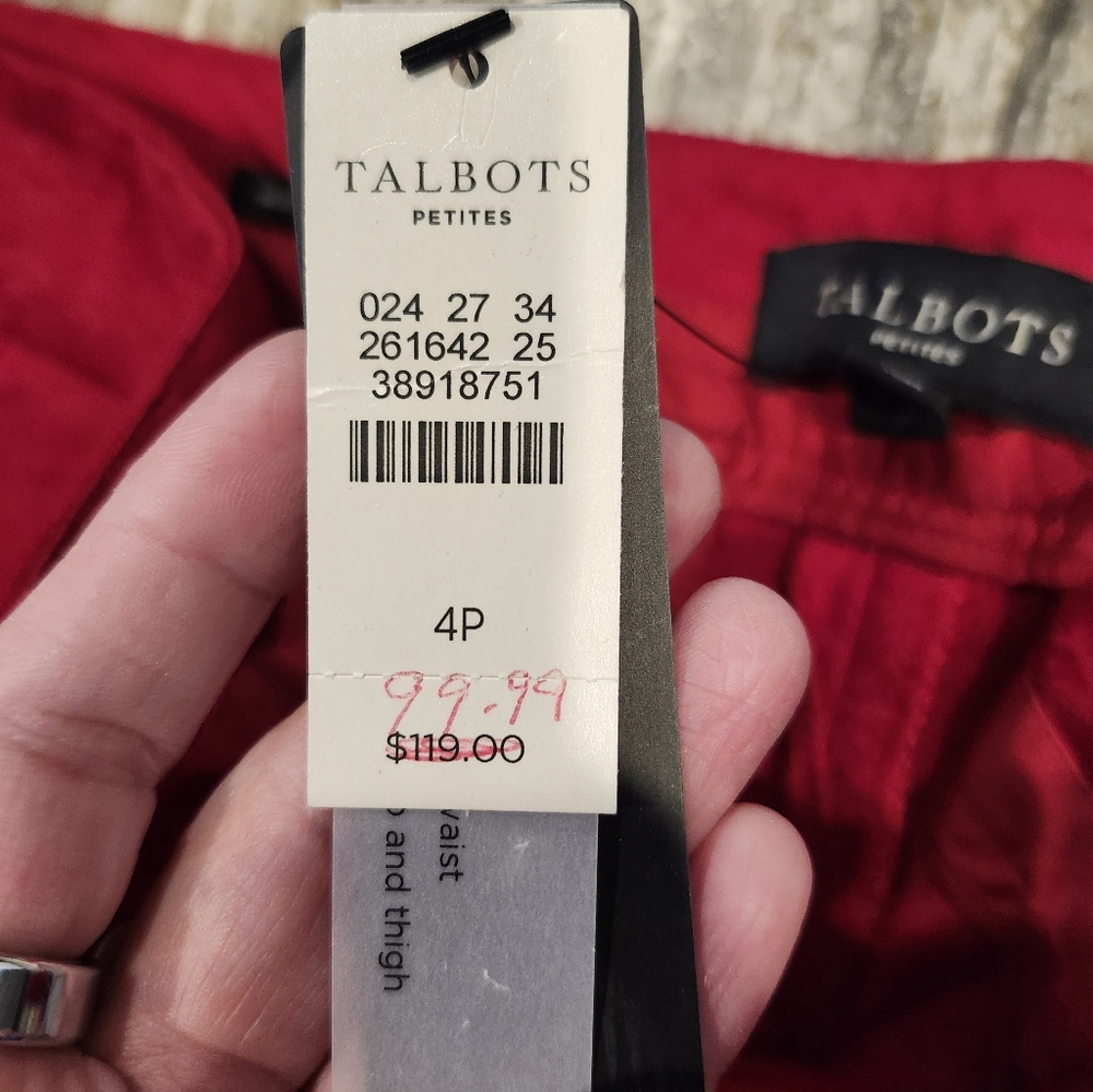 Talbots Petites Signature Red Jacquard Ankle Pants – Size 4P NEW - Picture 4 of 11